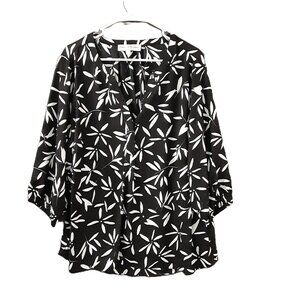 Chelsea & Theodora Woman's Blouse Size 2X, 3/4 Sleeve, Black & White, Pullover